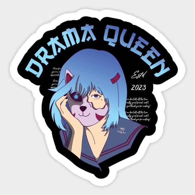 Drama Queen blue hair.. Sticker by JUN09